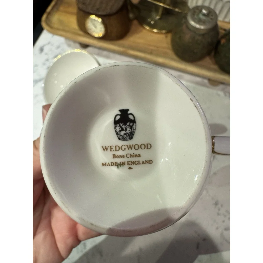 Wedgwood Bone China Black Ulander 5 Teacups. Made In England Discontinued.